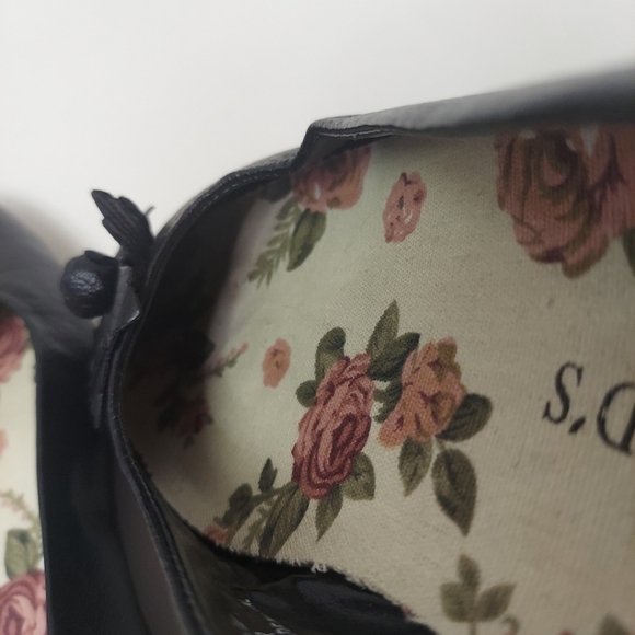 Appleseed's Black Leather Floral Applique Ballet Flats 9.5 Shoes Slip On - Picture 8 of 12